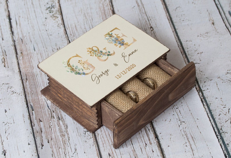 Personalized Wedding Ring Box Ring Bearer Box Monogram Ring Etsy UK