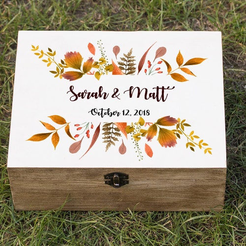 Autumn Wedding Card Box / Holder Fall Favors Box Wood Keepsake Etsy