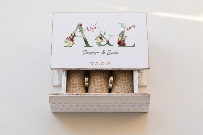 Floral Alphabet guest book Monogram Ring bearer box /& Guestbook Custom Wedding Ring Box set of 2 Personalized Floral Monogram wedding box