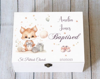 Personalized Baptism Memory Box, Custom Keepsake Box for Baby's Blessing Day, Christening Gift with Cute Mouse Design, Baptism gift