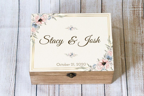 Personalized Wedding Keepsake Box, Custom Memory Box for Wedding, Floral  Card Box, Roses Flowers Wedding Box, Roses Card Box, Wooden Chest 