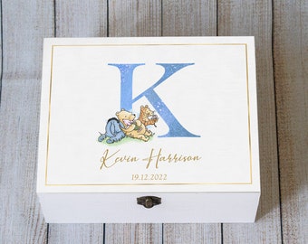 Winnie the Pooh Baby Keepsake Box – Personalised Wooden Memory Chest, Baby Shower or Newborn Gift, Classic Pooh Treasure Box for Boy or Girl