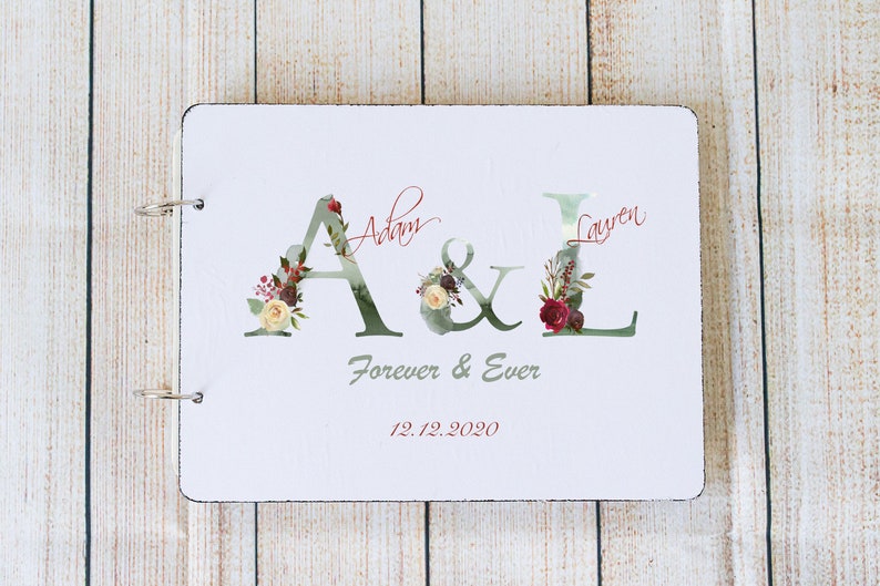 Floral Alphabet guest book Monogram Ring bearer box /& Guestbook Custom Wedding Ring Box set of 2 Personalized Floral Monogram wedding box