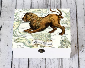 Leo Lion Zodiac Gift Box: Personalized Celestial Keepsake Memory Box