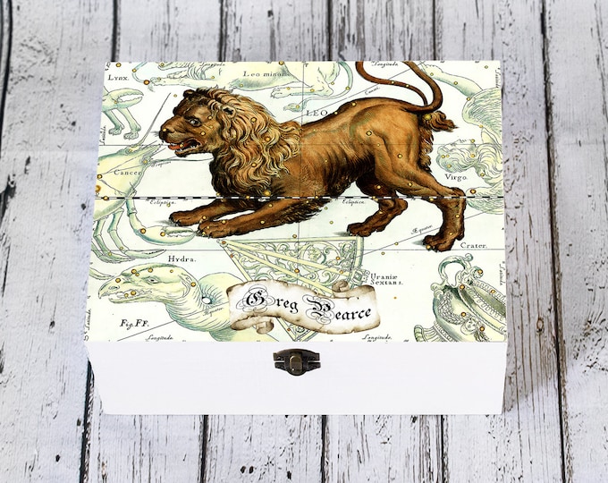 Leo Lion Zodiac Gift Box: Personalized Celestial Keepsake Memory Box
