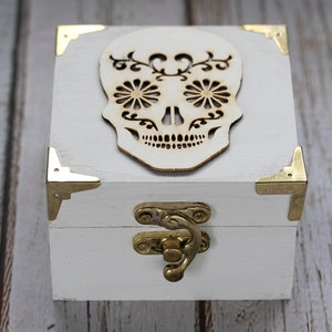 Gothic Wedding Ring Box – Personalized Mexican Skull Ring Holder – Custom Engagement or Ring Bearer Box, Wedding ring box, Gift for her