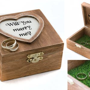 Will you marry me Proposal Box Ring Bearer box Wedding ring box Personalized wedding box Engagement box Ring Bearer Pillow Custom ring box