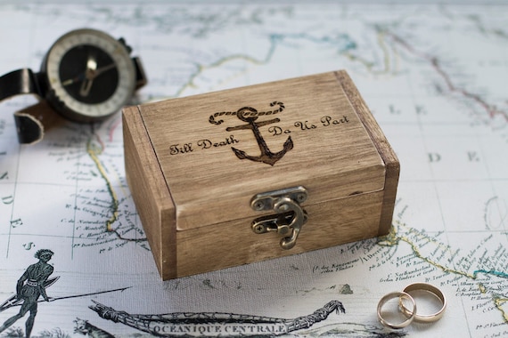 Personalized Nautical Ring Bearer Box – Custom Engraved Wooden