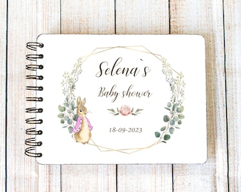 Personalisiertes Peter Rabbit Babyparty-Gästebuch - Geschenk für die neue Mutter, Baby-Jungen- oder Mädchen-Sammelalbum, Baby-Memory-Notizbuch, Erinnerungsalbum