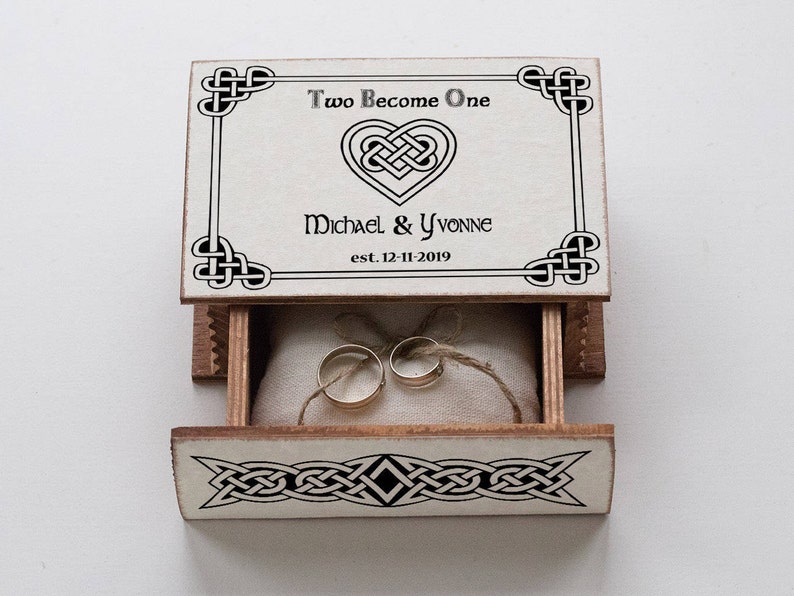 Ring box Gold wedding ring box Celtic Ring bearer box Infinity Heart Wedding box Personalized ring box Book box Engagement ring box Proposal