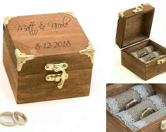 Engraved Custom ring bearer box, Wedding ring box, Personalized wedding box, Ring Bearer Pillow, Engagement box, Wedding Ring Box Holder