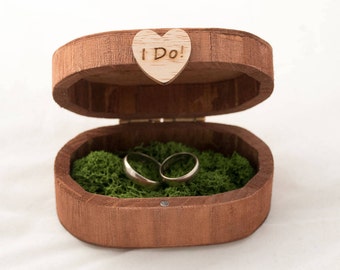 Personalized wedding box, ring bearer box, I Do ring box, Engagement box, Custom box, Moss wedding box, Forest wedding, Ring pillow