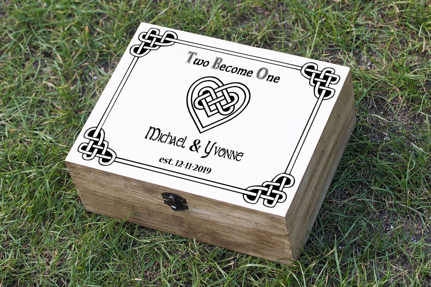Personalized Wedding Card Box Celtic Keepsake Box Wooden Etsy