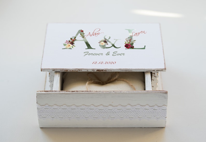 Floral Alphabet guest book Monogram Ring bearer box /& Guestbook Custom Wedding Ring Box set of 2 Personalized Floral Monogram wedding box