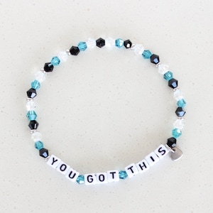 You Got This Beaded Word Bracelet: Personalized Dainty Small Bead Stackable Motivational Bracelet