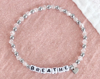 Inspirational Bracelet // Breathe Bracelet • Beaded Inspirational Bracelet • Beaded Word Stacking Bracelet • Custom Word Beaded Bracelet