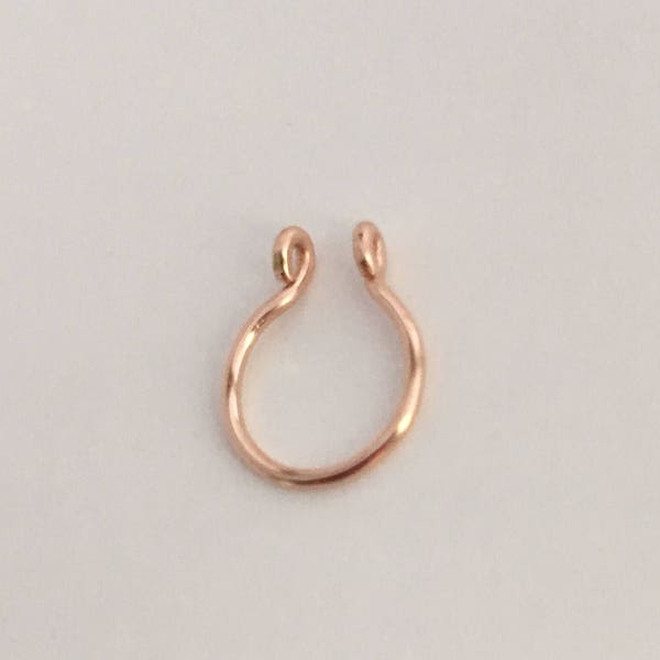 Fake Septum Jewelry 14k Rose Gold Fill faux septum jewelry septum ring 22 20 gauge dainty septum ring