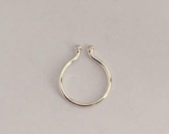 Massief zilver 925 sierlijke nep septum ring 18 20 22 gauge 6 7 8 9 10 mm faux / valse septum sieraden lichaamssieraden niet piercing