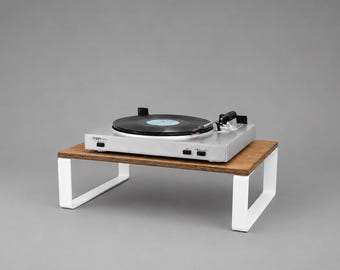 Verhoger voor draaitafel, standaard, plank, eenvoudige mediaconsole, staal en multiplex, versterker en grammofoon, tafel, vinyl, compact muziekstation