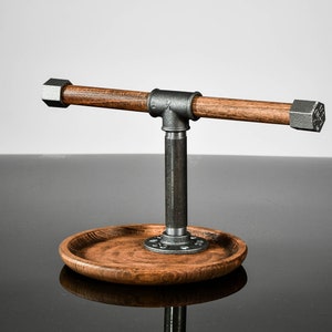 Reloj industrial tubo soporte estante pulsera paleta base, soporte de madera muelle loft