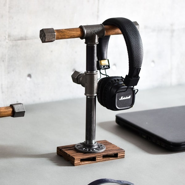 Stojak na słuchawki industrialny (industrial steel headphone stand)