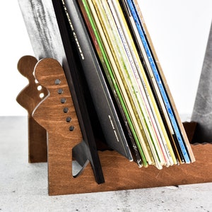 Vinyl record holder table desk for loft wood standing stand for LP desk organizer storage display gift for music fan father mother musician