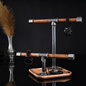 Base tavolozza braccialetti portapannelli industriale con tubo, soppalco con supporto in legno