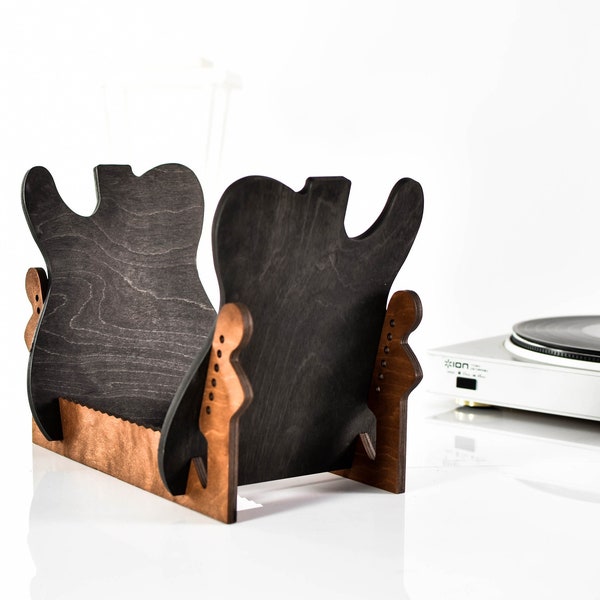 Vinyl record holder table desk for loft wood standing stand for LP desk organizer storage display gift for music fan father mother musician