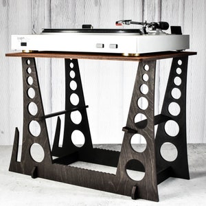 Soporte para discos de vinilo, soporte para gramófono, mesa, escritorio, tocadiscos, soporte de madera para exhibición de almacenamiento LP, organizador de música de regalo, estación de escucha imagen 2