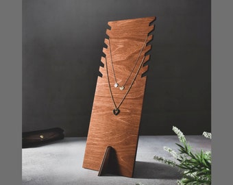 Stand rack for necklaces, neck-chain, chains wooden display holder dock  chains wooden display organizer plywood storage display