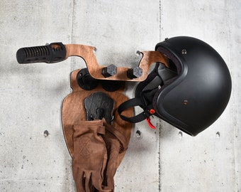 Appendiabiti da parete per moto per due portacaschi, giacca, guanti, casco, gancio, chopper, bici, regalo per motociclista motociclista doppio