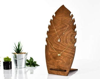 Standrek voor kettingen, nekketting, kettingen houten displayhouder dock en houten organizer