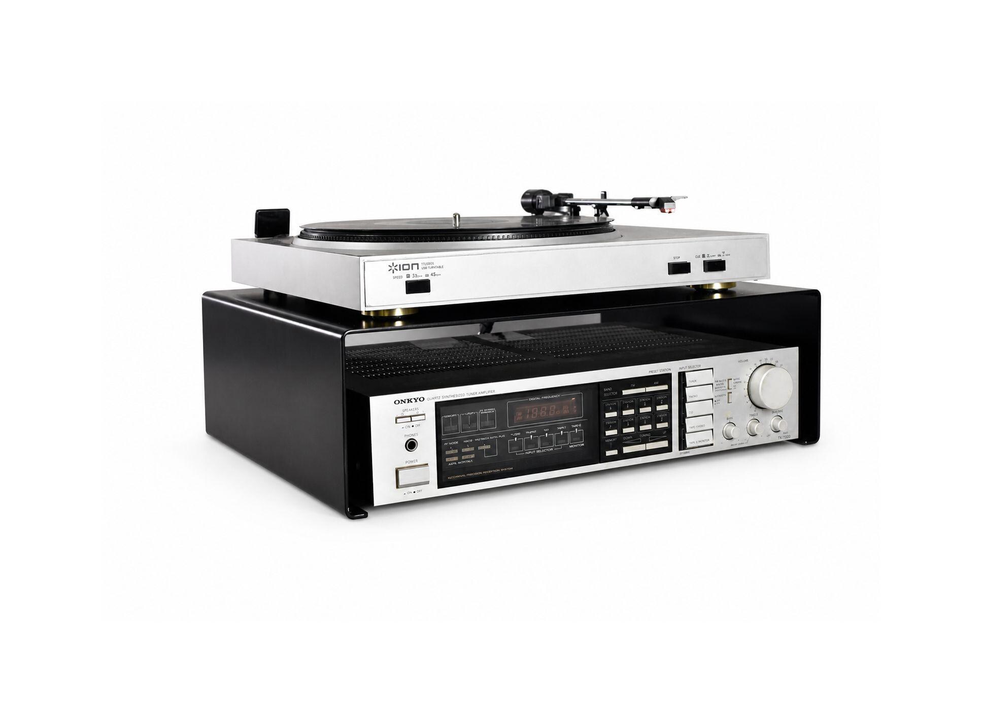 Hi Fi Riser Turntable Stand, Steel Plate Amplifier Table, Vinyl, Audio Station ...