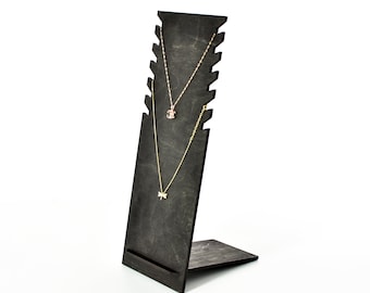 Stand rack for necklaces, neck-chain, chains wooden display holder dock and wood organizer