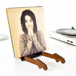 Vinyl record holder table desk for loft wood standing stand for LP desk organizer storage display gift for music fan father mother musician image 10