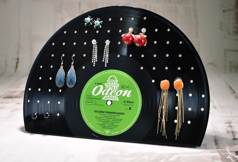 display jewellery, stand rack earrings vinyl record, holder, rings, retro stand, music lover image 4