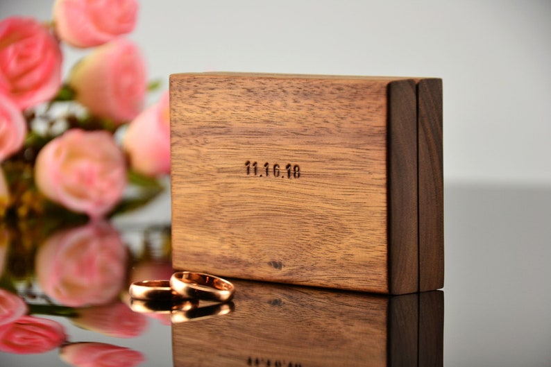 personalized box ring proposal dark wood pocket slim engagement wood box