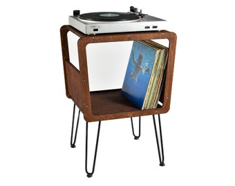 Support pour tourne-disque, support pour platine vinyle, étagère pour disque vinyle, console rétro, rangement pour bureau, organisateur de musique, station d'écoute