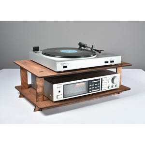 Soporte para tocadiscos de madera contrachapada, almacenamiento de discos de vinilo, mesa amplificadora, soporte para tocadiscos