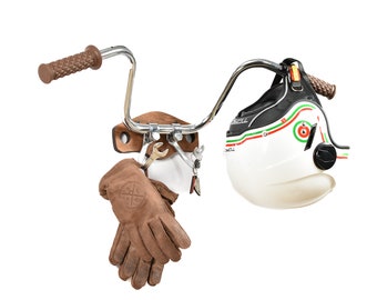 Cintre moto Deux porte-casques porte-gants pour casque de sécurité crochet chopper vélo cadeau pour motard motard double vrai guidon