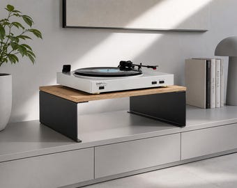 Turntable Stand riser steel plate and plywood Amplifier Table, Vinyl, compact media console, music station