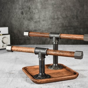 Soporte para reloj, soporte para pulsera, base para bandeja, base para atrapar todo el soporte de madera, organizador de madera maciza para loft, regalo para hombre, marido, novio Industrial imagen 8