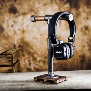 industrial headphones stand, headset stand, headphone hanger, water pipe holder, dock,loft gift for him, music lover,