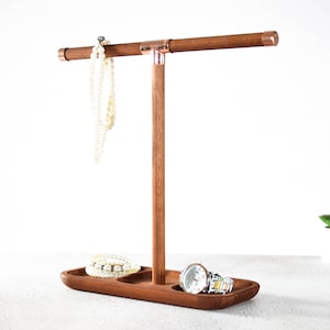 Organizador de joyas de cobre y madera, soporte de reloj, pulsera de reloj, base de madera, soporte de madera, bandeja para loft. imagen 5