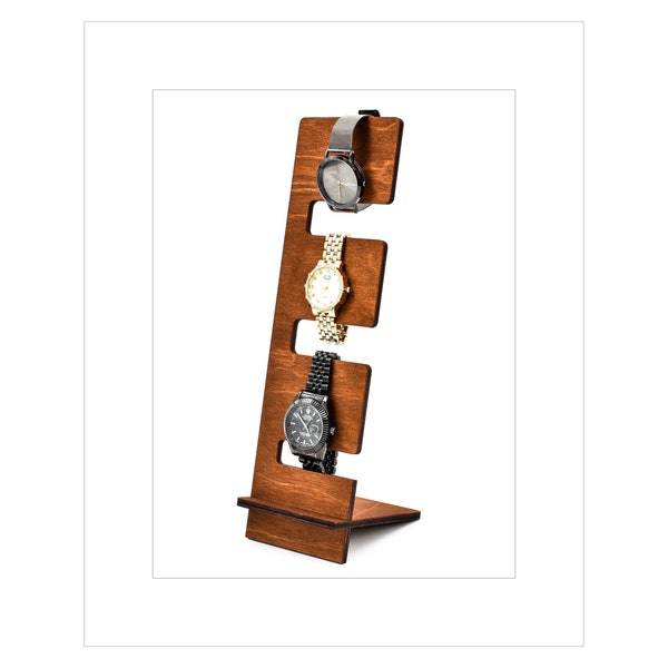 Organizer rack stand horlogearmband houten houder dock display sieraden houten docking station voor drie horloges, cadeau voor man, vader moeder