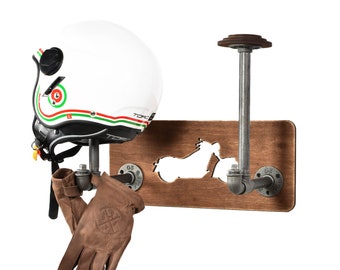 Wall Hanger motorbike two helmet holder jacket gloves hard hat hook chopper bike gift for motorcyclist biker