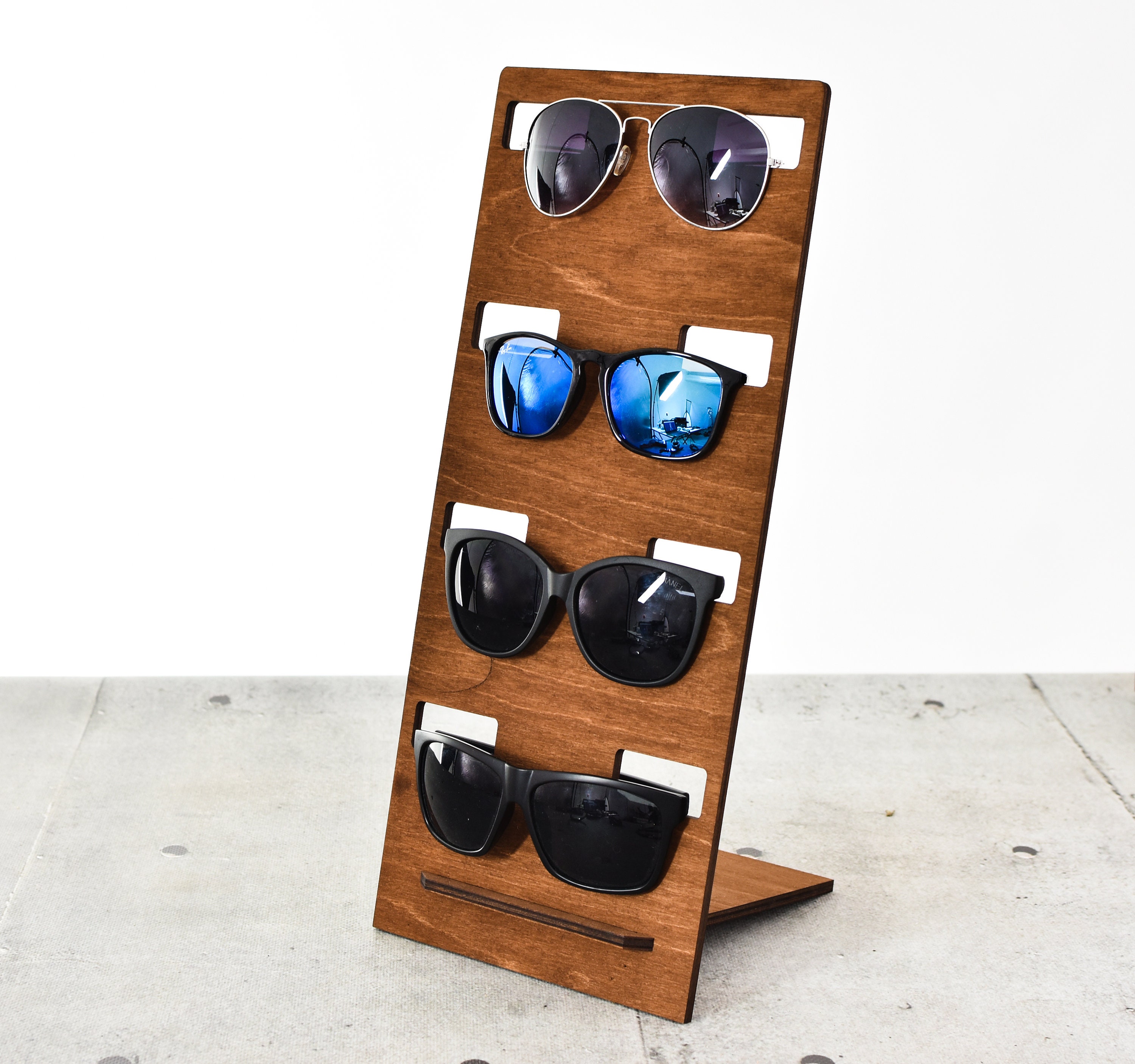 Mkono Organizador de almacenamiento de lentes de sol de madera, soporte de  pared, estante rústico para decoración del hogar, juego de 3, marrón