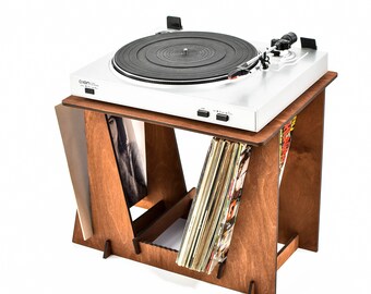 Soporte para discos de vinilo, soporte para gramófono, mesa, escritorio, tocadiscos, soporte de madera para exhibición de almacenamiento LP, organizador de música de regalo, estación de escucha