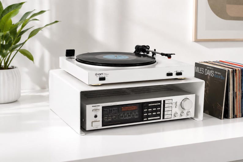 Hi Fi Riser Turntable Stand, Steel Plate Amplifier Table, Vinyl, Audio Station ...