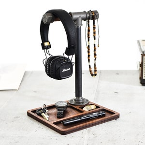 Headphone stand rack display tray base catch all smartphone wallet docking station industrial organizer pensil holder dock jewelry jewellery image 6